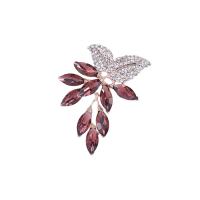 Rhinestone Zinc Alloy Brooch, with Crystal, rose gold color plated, for woman & with rhinestone 