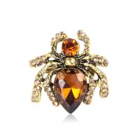 Rhinestone Zinc Alloy Brooch, with Crystal, Spider, gold color plated, for woman & with rhinestone 
