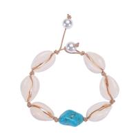 Shell Bracelet and Necklace, with Nylon Cord & Synthetic Turquoise & Plastic Pearl, fashion jewelry & for woman, 12-28inch,6.5inch 