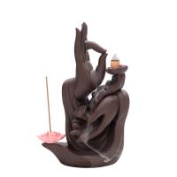Incense Smoke Flow Backflow Holder Ceramic Incense Burner, Purple Clay, handmade, for home and office & durable, brown 