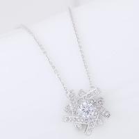Cubic Zircon Micro Pave Brass Necklace, with Cubic Zirconia, plated, for woman, silver color, 400*15mm 