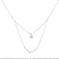 Brass Cubic Zirconia Necklace, with Cubic Zirconia, plated, multilayer & for woman, silver color, 400*23mm 