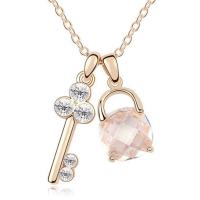Cubic Zircon Micro Pave Brass Necklace, with Cubic Zirconia, gold color plated, for woman 27*30mm 