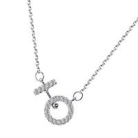 Корень Циркон Микро вымощает латунь ожерелье, Латунь, с кубический цирконий, Другое покрытие, Женский, серебряный продается Strand