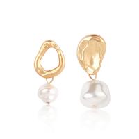 Boucle d'oreille en alliage de zinc en plastique perle, avec perle de plastique, pour femme, doré, Vendu par paire