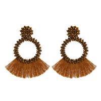 Glass Beads Tassel Earring, with Polyester, fashion jewelry & for woman 93mm 
