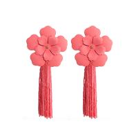 Zinc Alloy Tassel Earring, with Cotton Thread, fashion jewelry & for woman 118mm 