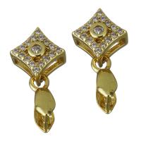 Brass Pinch Bail, gold color plated, micro pave cubic zirconia 0.85mm Approx 
