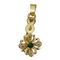 Brass Pinch Bail, Flower, gold color plated, micro pave cubic zirconia 0.85mm,1.5mm Approx 