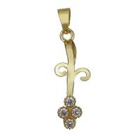 Brass Pinch Bail, Flower, gold color plated, micro pave cubic zirconia 1mm,1.5mm Approx 