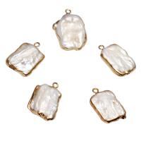 Cultured Freshwater Pearl Brass Pendant, with Brass, gold color plated, DIY, white - Approx 1.8mm 