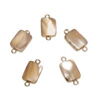 Shell Jewelry Connector, with Brass, Rectangle, gold color plated, 1/1 loop Approx 1.8mm 
