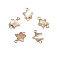 Shell Jewelry Connector, with Brass, Flat Star, gold color plated, 1/1 loop Approx 1.7mm 