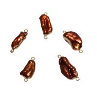 Perlas cultivadas de agua dulce Conector, con metal, chapado en color dorado, 1/1 aro, 25x7x5mm-24x14x8mm, agujero:aproximado 1.8mm, Vendido por UD