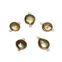 Perlas cultivadas de agua dulce Conector, con metal, chapado en color dorado, 1/1 aro, 18x12x7mm-22x13x6mm, agujero:aproximado 1.7mm, Vendido por UD