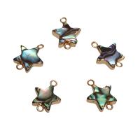 Abalone Shell Connector, with Brass, Flat Star, gold color plated, 1/1 loop Approx 1.7mm 