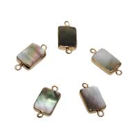 Shell Jewelry Connector, with Brass, Rectangle, gold color plated, 1/1 loop Approx 1.7mm 
