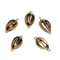 Shell Jewelry Connector, with Brass, gold color plated, 1/1 loop - Approx 1.7mm 