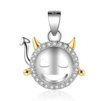 Cubic Zirconia Micro Pave Sterling Silver Pendant, Brass, silver color plated, micro pave cubic zirconia 
