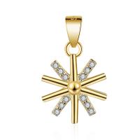 Cubic Zirconia Micro Pave Sterling Silver Pendant, Brass, Flower, plated, micro pave cubic zirconia 