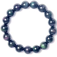 Black Obsidian Bracelet, Round, Unisex Approx 7.5 Inch 