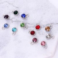 Zinc Alloy Rhinestone Pendants, Round, silver color plated, random style & with rhinestone, mixed colors, 6mm Approx 1mm 