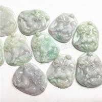 Jadeite Pendant, Kylin, polished, DIY & carved, light green 