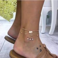 Zinc Alloy Anklet, plated, three pieces & for woman & with rhinestone, golden 