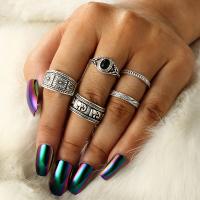 Zinc Set anillo de aleación, aleación de zinc, anillo de dedo, chapado, 5 piezas & para mujer, plateado, Vendido por Set
