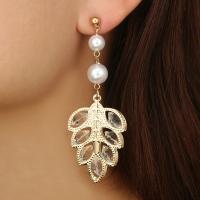 Plastic Pearl Zinc Alloy Earring, with Plastic Pearl, stainless steel post pin, plated, for woman & with rhinestone 