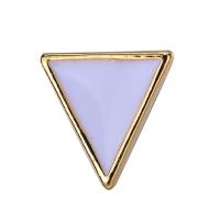 Латунный гвоздик для сережки, Латунь, Треугольник, плакированный настоящим золотом, DIY & с обручом & эмаль, 10mm, продается Пара
