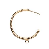 Латунный гвоздик для сережки, Латунь, плакированный настоящим золотом, DIY & с обручом, 30mm, продается Пара