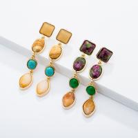 Zinc Alloy Drop Earring, with Natural Stone, plated, fashion jewelry & for woman 