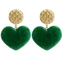 Resin Zinc Alloy Earring, with Resin, Heart, fashion jewelry & for woman 78mm 