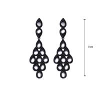 Zinc Alloy Drop Earring, with Cats Eye, fashion jewelry & for woman, black, 80mm 