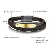 PU Leather Cord Bracelets, with Stainless Steel, for man Approx 8 Inch 