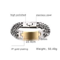 Stainless Steel Chain Bracelets, for man 18mm Approx 8.8 Inch 