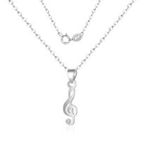 Sterling Silver Jewelry Necklace, Brass, Music Note, silver color plated, oval chain & for woman Approx 15.75 Inch 