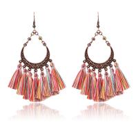 Zinc Alloy Tassel Earring, with Cotton Thread, antique copper color plated, folk style & for woman 