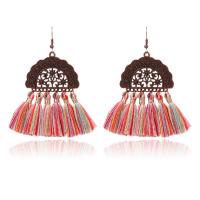 Zinc Alloy Drop Earring, with Cotton Thread, antique copper color plated, folk style & for woman 