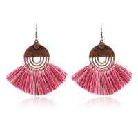 Zinc Alloy Drop Earring, with Cotton Thread, antique copper color plated, Bohemian style & for woman 