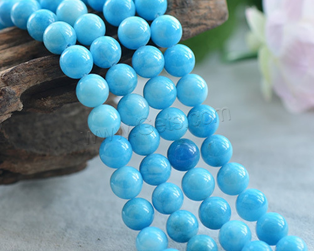 Malaysia Jade Perle, rund, poliert, DIY & verschiedene Größen vorhanden, himmelblau, Länge:ca. 15 ZollInch, verkauft von Strang