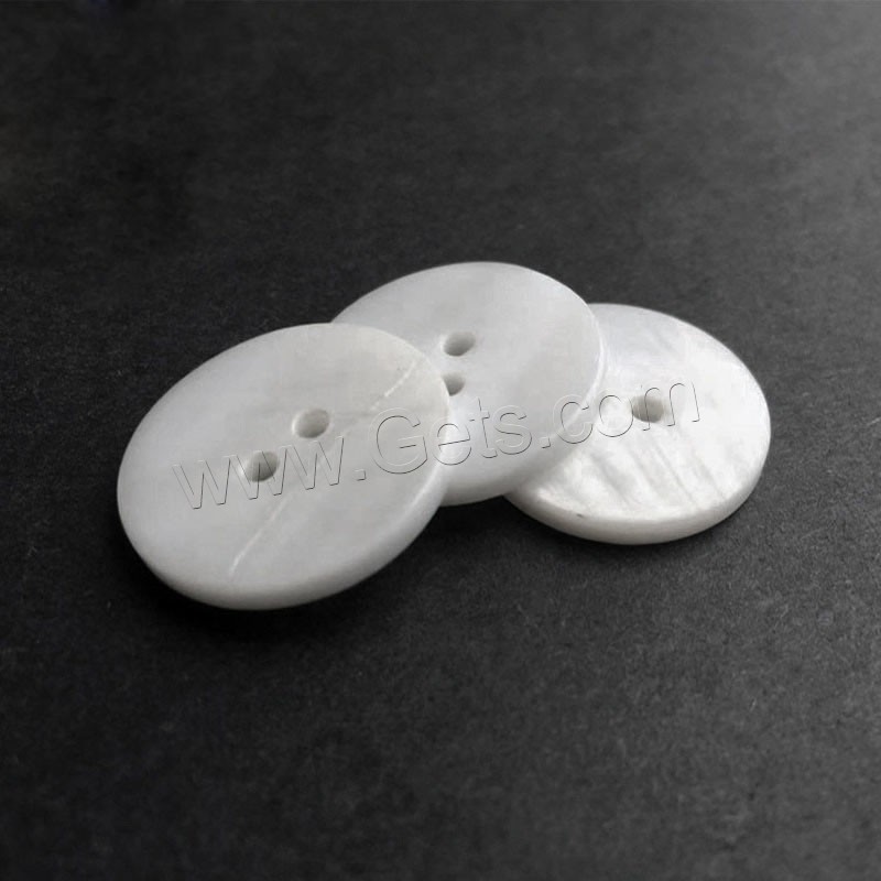 Pearl Shell Knopf Zubehöre, poliert, DIY & verschiedene Größen vorhanden & Doppelloch, weiß, verkauft von PC