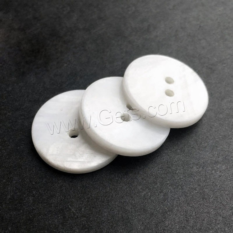 Pearl Shell Button Findings, polished, DIY & different size for choice & double-hole, white, Sold By PC
