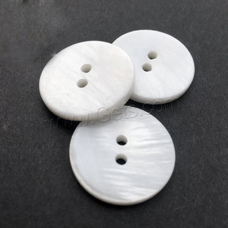 Pearl Shell Button Findings, polished, DIY & different size for choice & double-hole, white, Sold By PC