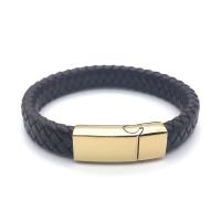 Stainless Steel Bracelet, with PU Leather, fashion jewelry & for man 10mm 