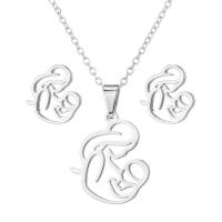 Fashion Stainless Steel Jewelry Sets, Stud Earring & necklace, 2 pieces & for woman Approx 18 Inch 