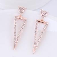 Cubic Zirconia Micro Pave Brass Earring, with Cubic Zirconia, stainless steel post pin, plated, for woman 35*10mm 