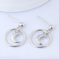 Brass Drop Earring, stainless steel post pin, plated, for woman, silver color, 18*13mm 