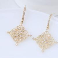 Cubic Zirconia Micro Pave Brass Earring, with Cubic Zirconia, plated, for woman 36*123mm 
